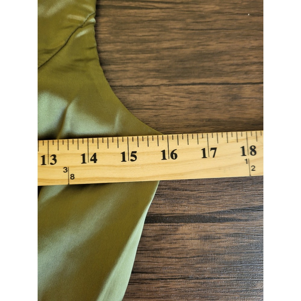 Lulus Olive Green Satin Cutout V-Neck Midi Dress NWT Size Small - Picture 7 of 7